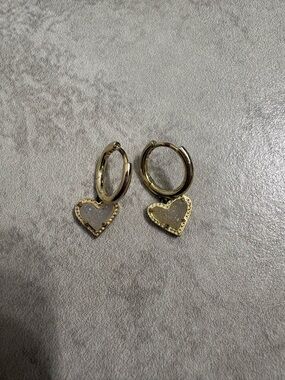 Kendra Scott Gold Heart Hoop Earrings - Dangle Heart Charm